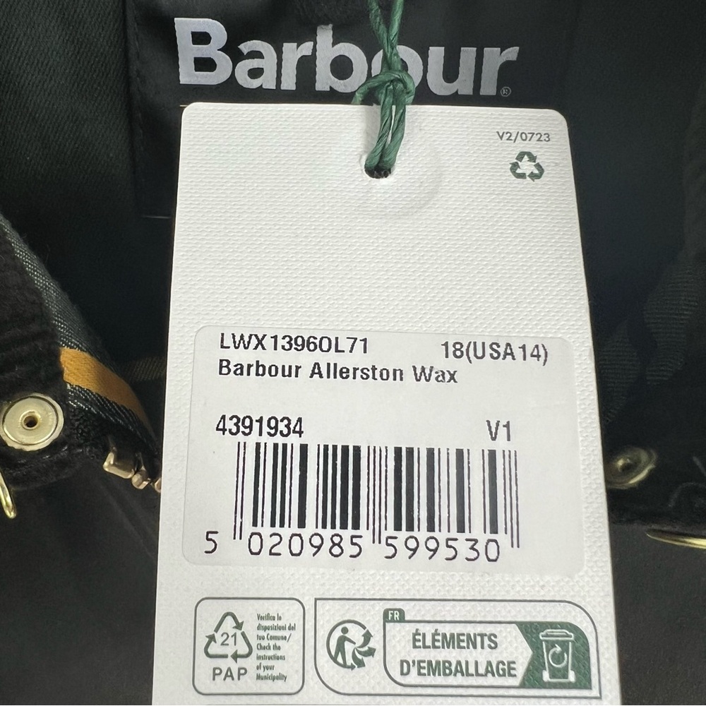 Barbour Olive Green Waxed Utility Jacket - Picture 9 of 10